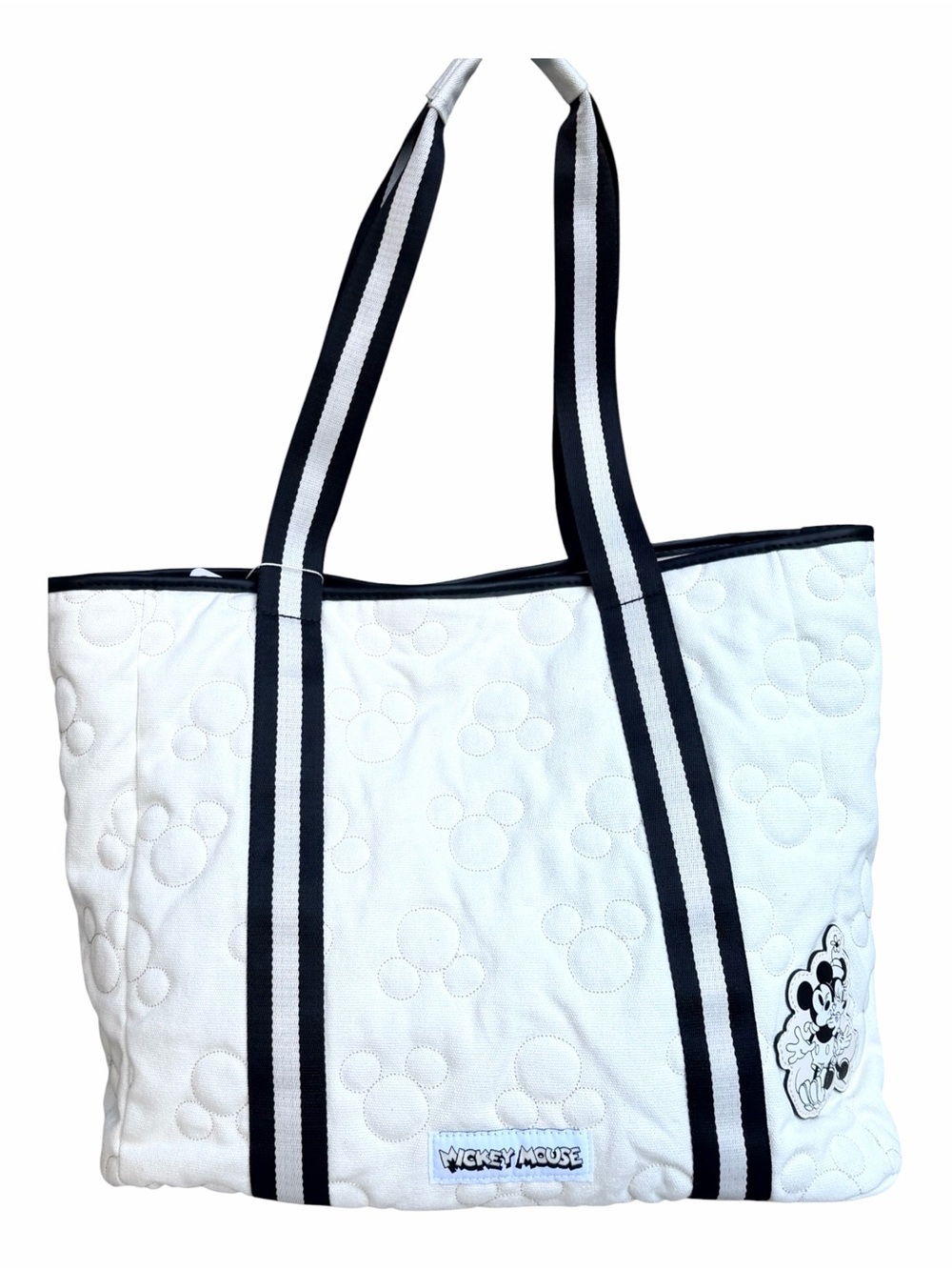 Disney x Skinnydip London Mickey Mouse Quilted Ecru Canvas Tote Bag NWT